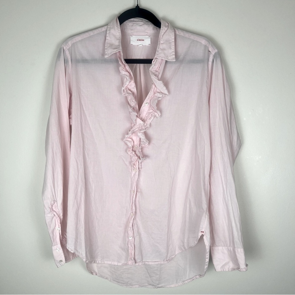 XIRENA Rhoni Long Sleeve Ruffle Blouse Powder Pink XS